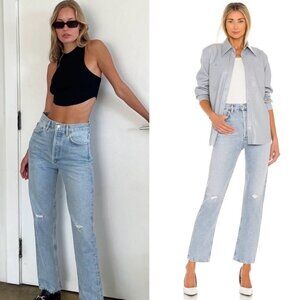 AGOLDE 90s Pinch Waist Organic Cotton High Rise Denim Jeans Flashback Distressed